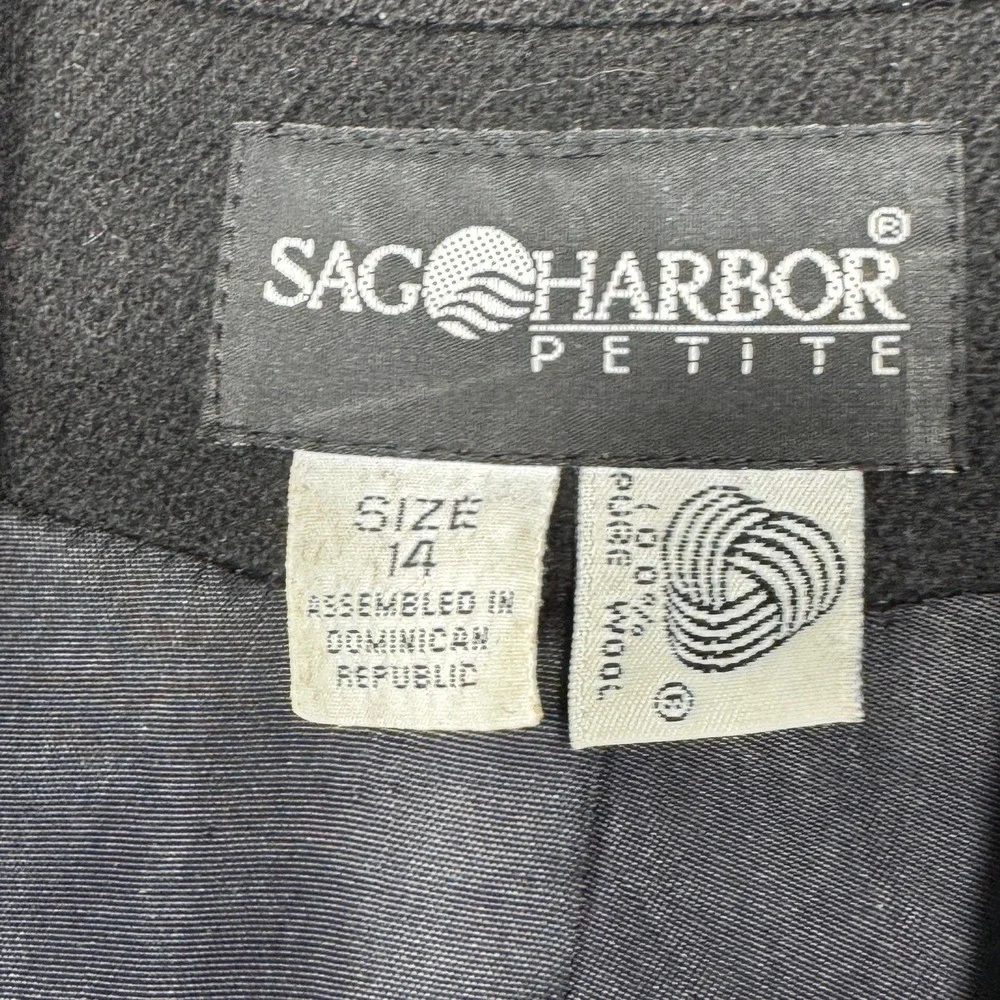 Sag Harbor Women's Vintage 100% Wool Black Blazer Sz 12P / Vintage Sz 14P Career